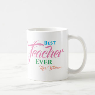 Mug Meilleur Enseignant Jour Coloré Typographie Nom Sc