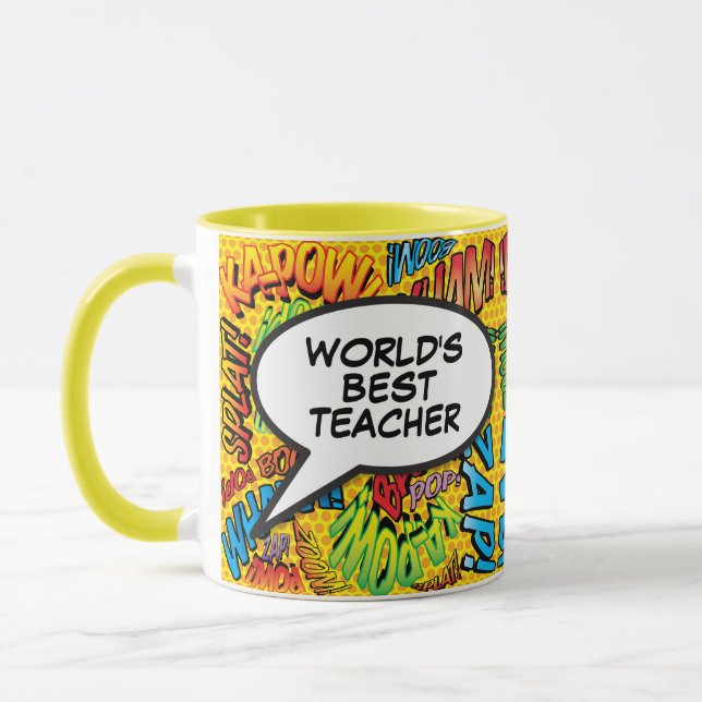 Mug Meilleur Enseignant Jour Fun Retro Comédie Livre P (Gauche)
