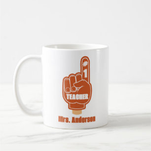 Mug Meilleur enseignant Numéro Un doigt en mousse roug