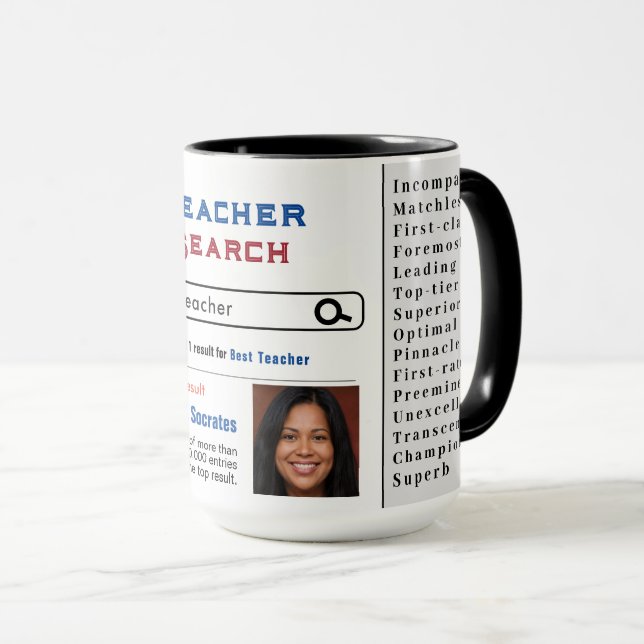 Mug Meilleur enseignant personnalisé Meilleure recherc (Devant droit)