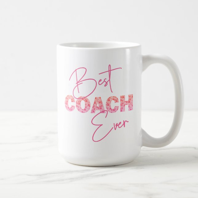 Mug Meilleur Entraîneur Jamais rose Floral Texte Perso (Droite)