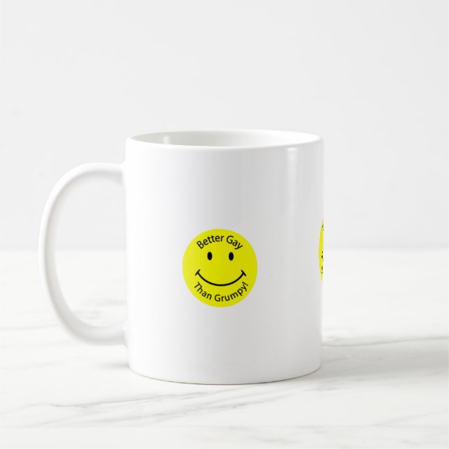 Mug Meilleur-Gai-que-Grincheux-Smiley-Visage, (Gauche)