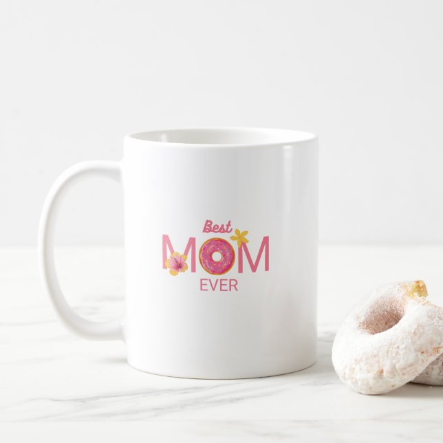Mug Meilleur Gâteau Donut Floral Pour Maman (Avec donut)