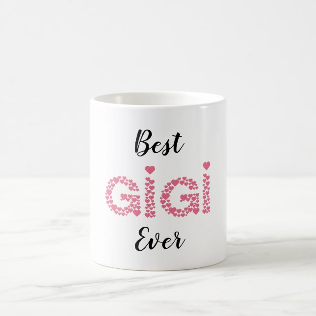 Mug Meilleur Gigi Jamais Coeurs Rose Personnalisé (Centre)