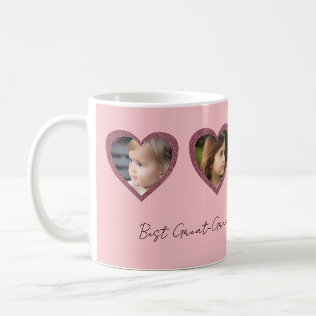 Mug Meilleur Grand Grand-Mère Coeurs Rose Quatre Colla (Gauche)