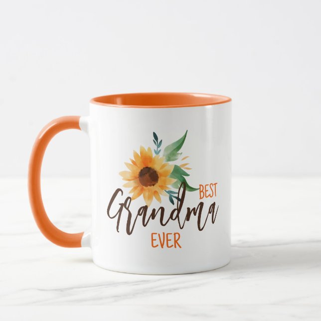 Mug Meilleur grand-mère jamais floral tournesol person (Gauche)