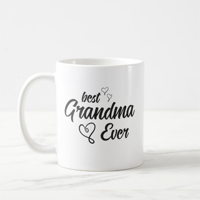 Mug Meilleur Grand-mère jamais Noir & Blanc Typographi (Gauche)