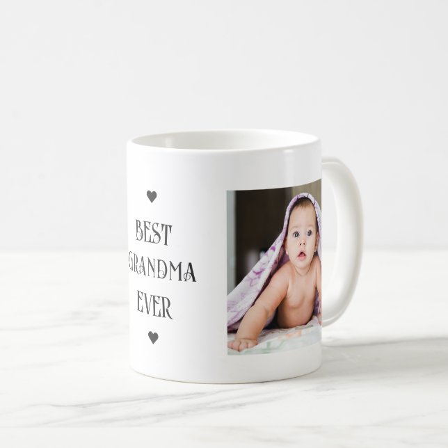 Mug Meilleur Grand-mère jamais Noir Moderne Deux Photo (Devant droit)
