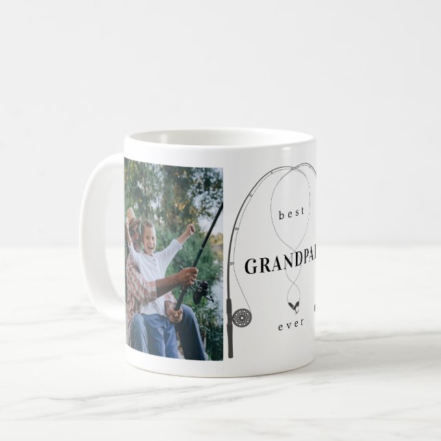 Mug Meilleur Grand Papier Jamais Pêche De La Boue Phot (Devant gauche)
