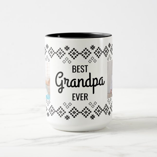 Mug Meilleur grand-père avec deux photos (Centre)