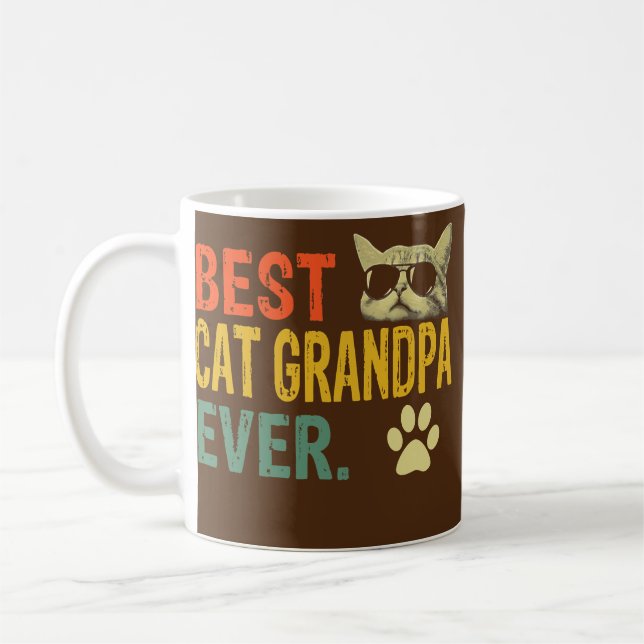Mug Meilleur grand-père de chat jamais fête des pères  (Gauche)