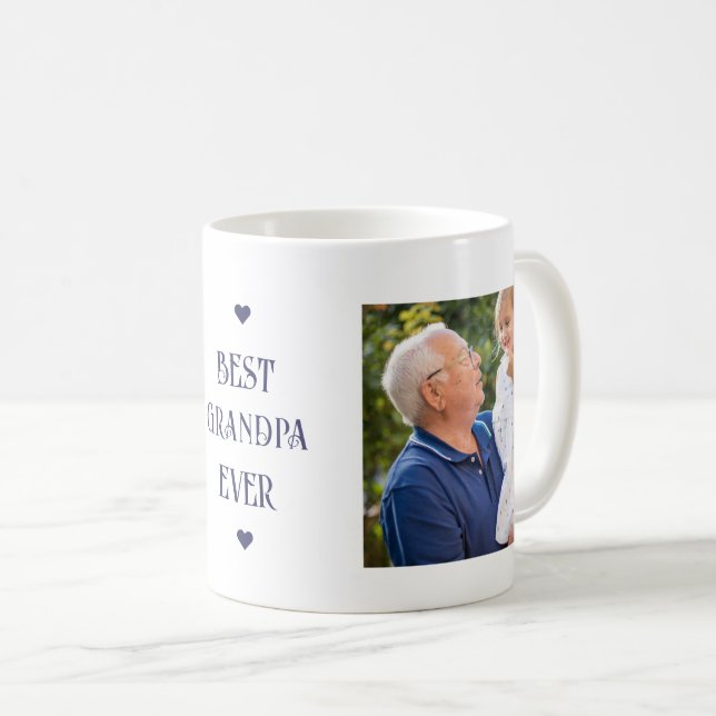 Mug Meilleur Grand-Père Ever Bleu Moderne Deux Photo (Devant droit)