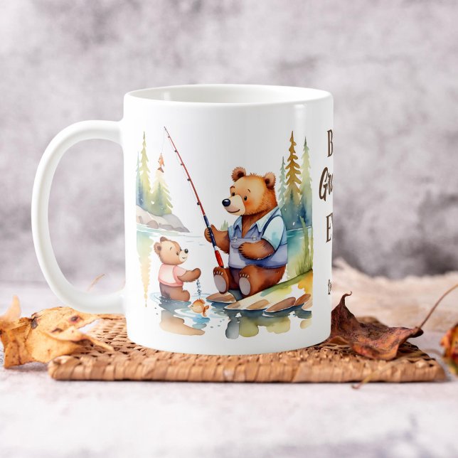 Mug Meilleur grand-père jamais cadeaux mignon ours en  (Best grandpa ever mug cute bear grandpa teaching grandson to fish fishing themed grandpa gifts)