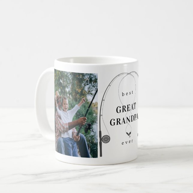 Mug Meilleur Grand-Père Jamais Pêche Rod Photo Musique (Devant gauche)
