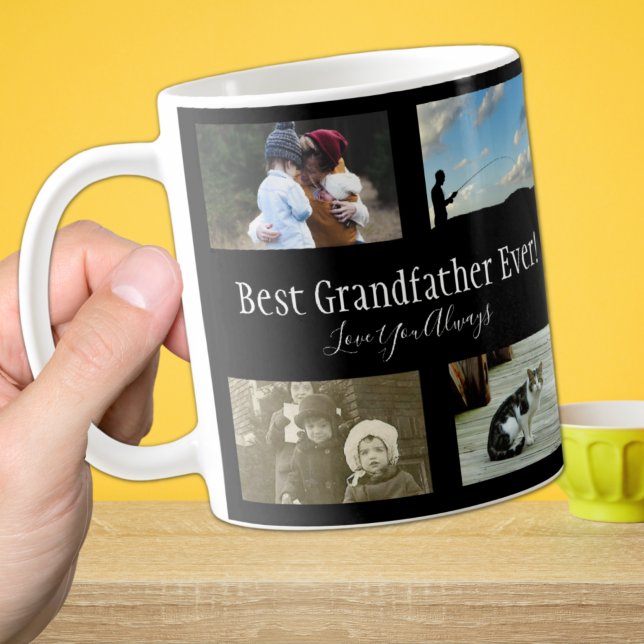 Mug Meilleur Grand-Père Jamais Photo Collage Blanc (Créateur téléchargé)