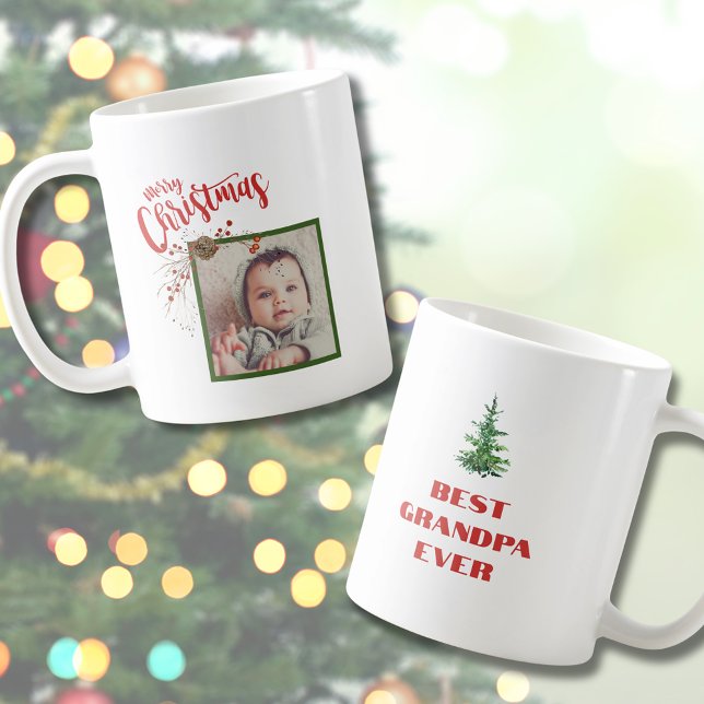 Mug Meilleur grand-père Jamais Photo Musique de Noël p (Best Grandpa Ever Photo Christmas Mug for Grandpa)