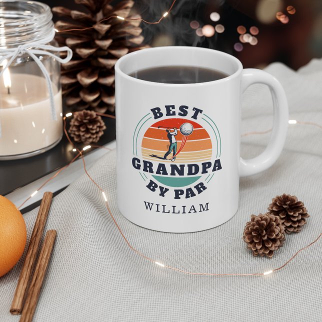 Mug Meilleur Grand-Père Jour Retro Personnalisé (Best Grandpa by Par Cute Grandparents Day White 11oz Coffee Mug)