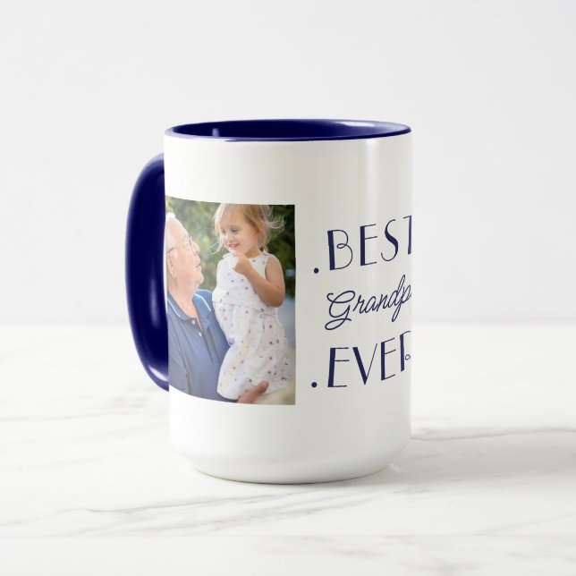 Mug Meilleur grand-père toujours personnalisé bleu 2 p (Devant gauche)