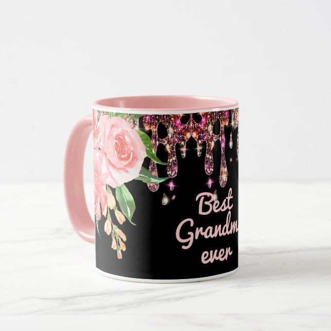 Mug Meilleur Grandma jamais Aquarelle Parties scintill (Devant gauche)