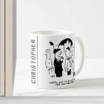 Mug Meilleur homme Avertissement à la mariée<br><div class="desc">Humour de service religieux. Le Best man, ou Groomsman, à un Mariage dit au Bridegroom de faire attention à la façon dont il répond aux Vows Mariages, car le Vicar doit prendre sa première réponse. Drôle dessin humoristique mariage du caricaturiste britannique Nigel Sutherland. Un cadeau pour un prêtre ou un...</div>
