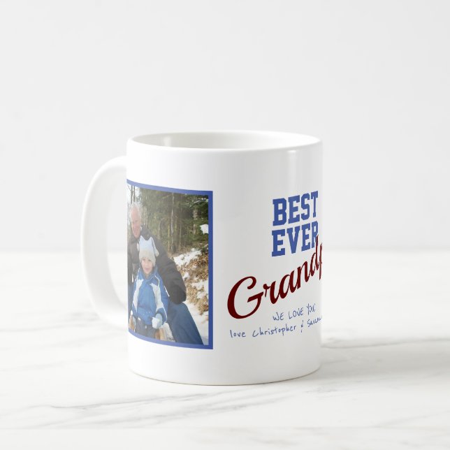 Mug Meilleur jamais Grand-Père Personnalisé 2 Photo (Devant gauche)