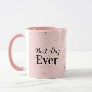 Mug Meilleur jour jamais avec des étoiles en rose