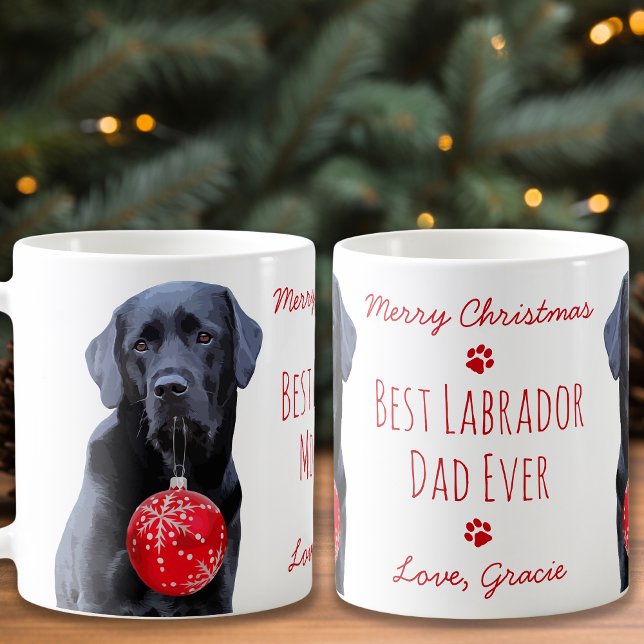 Mug Meilleur Labrador Papa Jamais Noël Mignonne Black  (Créateur téléchargé)