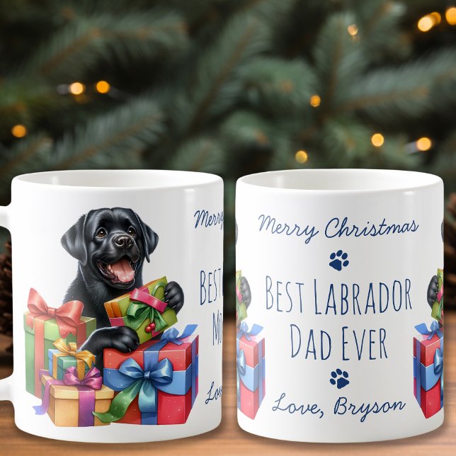 Mug Meilleur Labrador Papa Joyeux Noël Black Lab (Créateur téléchargé)