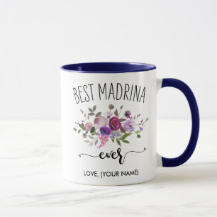 Mug MEILLEUR MADRINA jamais (Votre nom) Navy Purple Bo