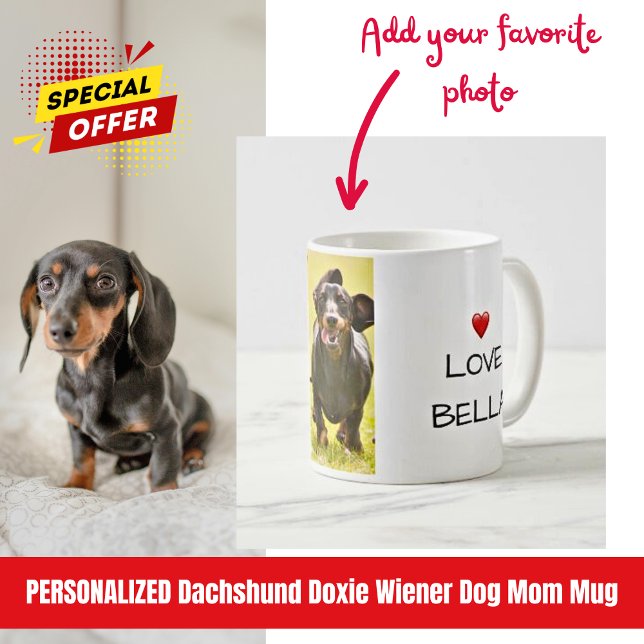 Mug Meilleur.Maman de chien.Jamais. Doxie Love Nom Pho (Personalized Dachshund Dog Photo Mug)