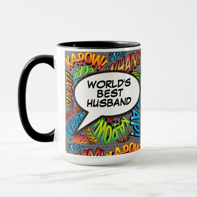 Mug Meilleur Mari au Monde Amusant Rétro Bande Dessiné (Gauche)