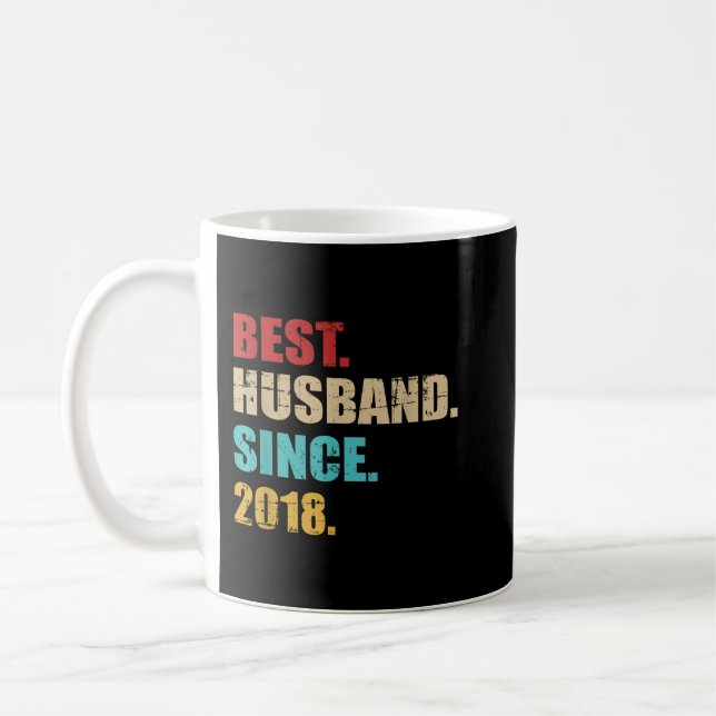 Mug Meilleur mari depuis 2018 4ème anniversaire de mar (Gauche)