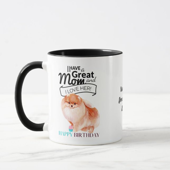 Mug MEILLEUR MOM DE DOG Poméranien Personnalisé au mon (Gauche)
