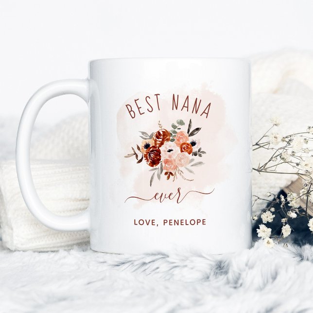 Mug Meilleur Nana | Boho Terracotta Floral (Créateur téléchargé)