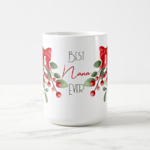 Mug Meilleur Nana Jamais Mistletoe et Red Bows
