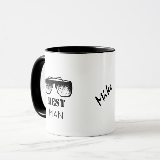 Mug Meilleur nom d'homme Funny Black Googles Mariage (Devant gauche)