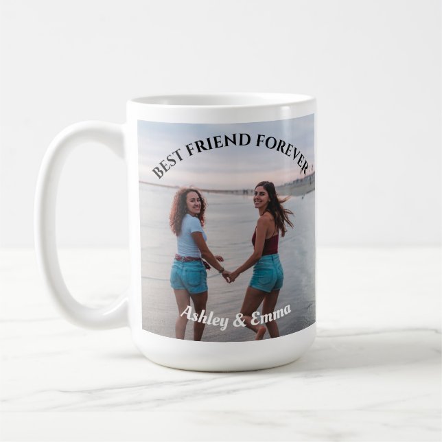 Mug Meilleur nom et photo personnalisée pour les amis (Gauche)