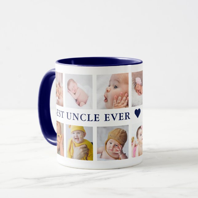 Mug Meilleur Oncle du Monde Bleu Marine 12 Collage de  (Devant gauche)