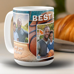 Mug Meilleur Papa Basketball Ball 3 Photo Collage Père