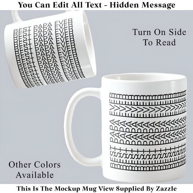 Mug Meilleur Papa Caché Message 141BW Objet de Décorat (Créateur téléchargé)