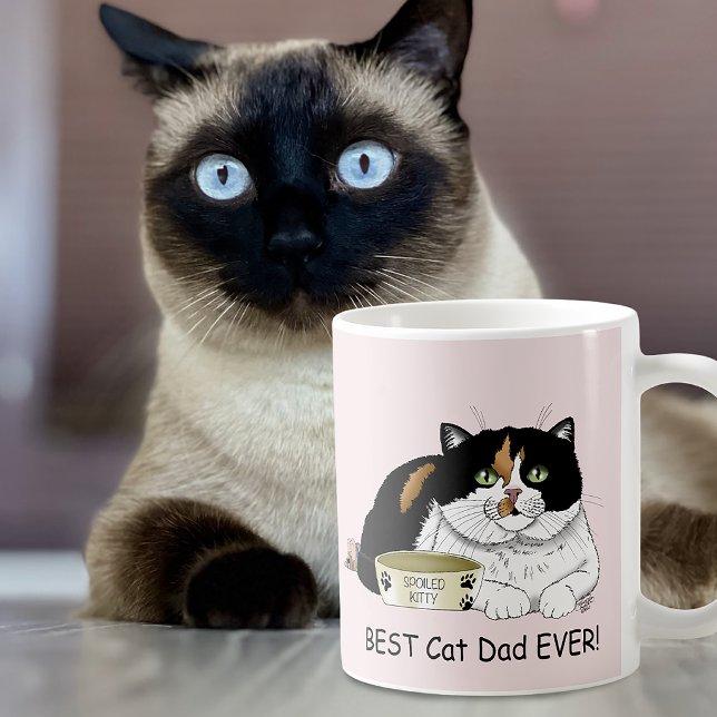 Mug Meilleur Papa Chat Calico Gâté Fête des Pères Rose (Créateur téléchargé)