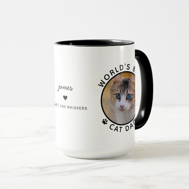Mug Meilleur Papa Chat Deux Typographie Moderne Photo (Devant droit)