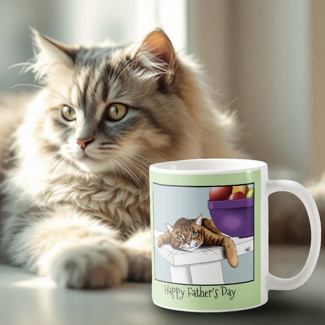 Mug Meilleur Papa Chat Douce Tabby Fête des Pères Vert (Créateur téléchargé)