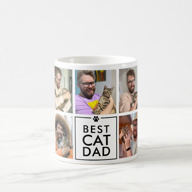 Mug Meilleur Papa Chat Moderne Collage de 7 Photos (Centre)