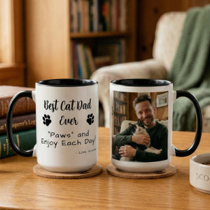 Mug Meilleur Papa Chat Pattes Photo Café Animaux