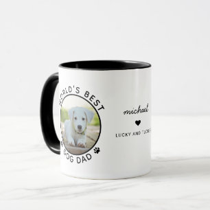 Mug Meilleur Papa Chien Amusant Deux Photos Typographi