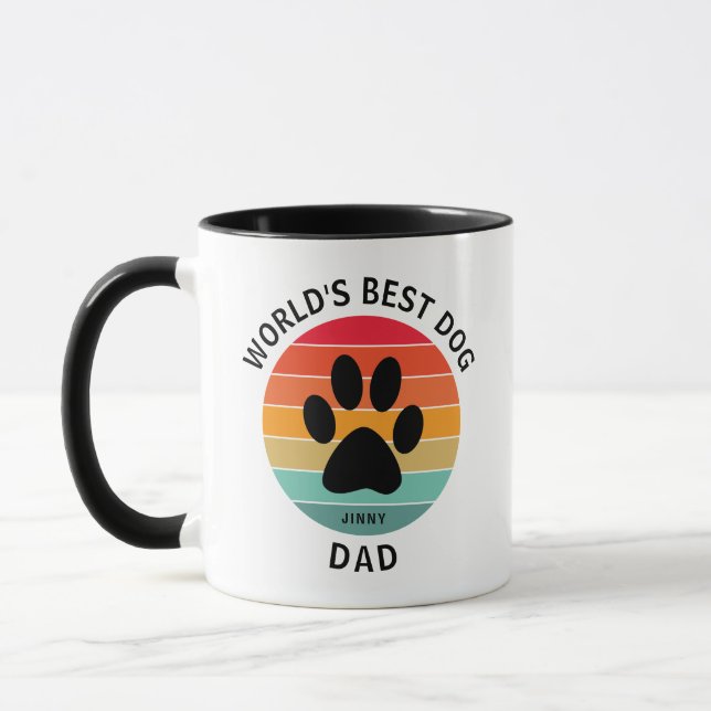 Mug Meilleur Papa Chien du Monde Empreinte Rétro Couch (Gauche)
