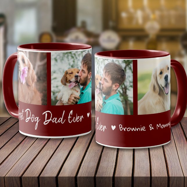 Mug Meilleur papa chien ever Collage photo Marron 3 (Créateur téléchargé)