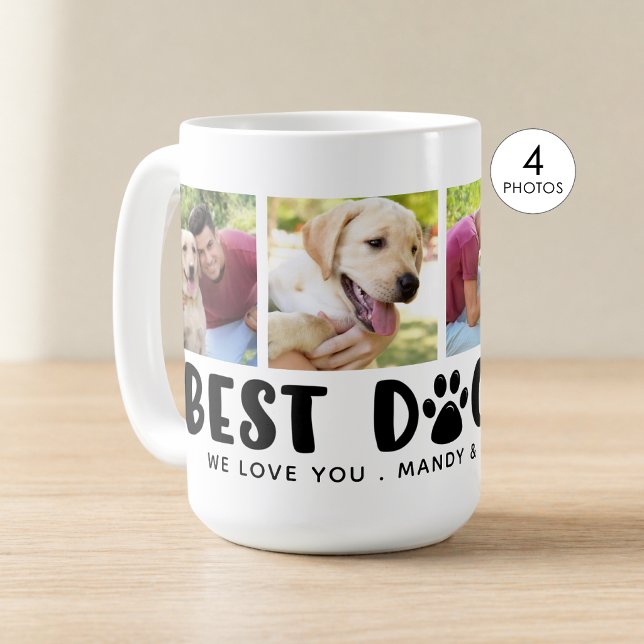 Mug Meilleur Papa Chien Moderne 4 Collage Photo Emprei (Créateur téléchargé)