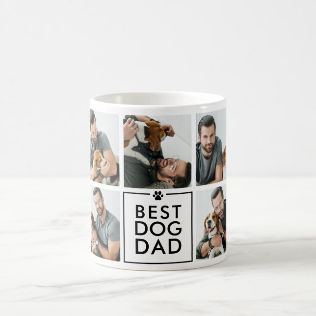 Mug Meilleur Papa Chien Moderne Collage de 7 Photos (Centre)